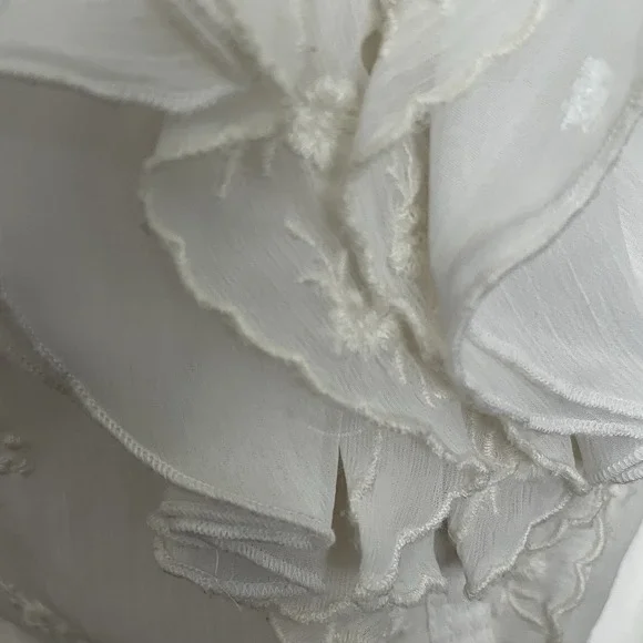 Abercrombie Fitch Sz XS Sheer Blouse Ruffles Elastic Waist Embroidered Victorian - Picture 11 of 16